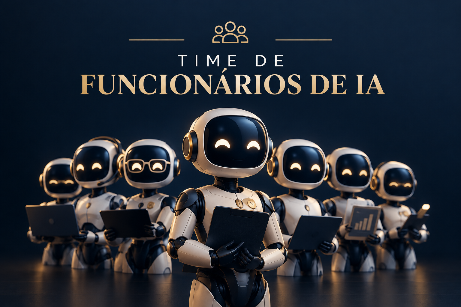 Time de Funcionários de IA: equipe de robôs de inteligência artificial
